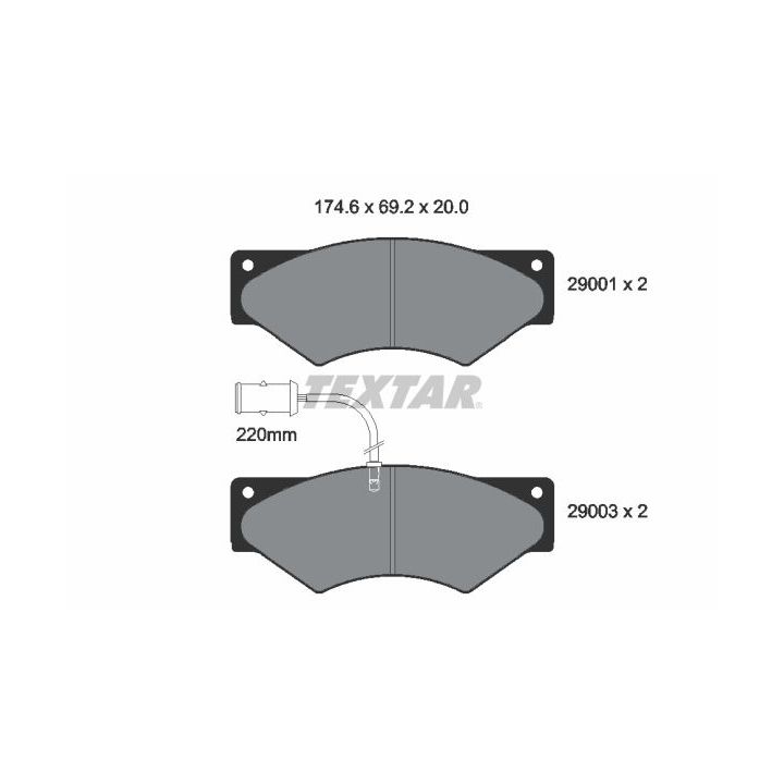 Stabdžių trinkelių rinkinys, diskinis stabdys TEXTAR 2900102