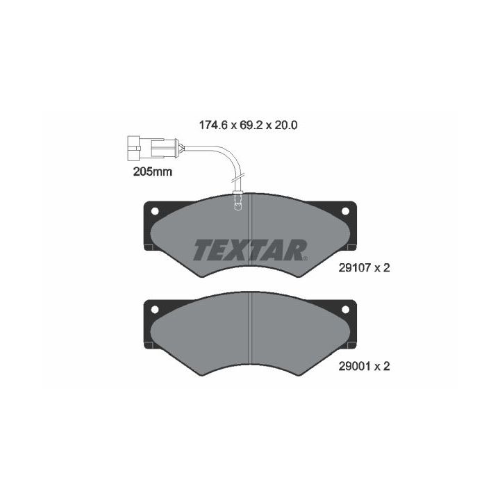 Stabdžių trinkelių rinkinys, diskinis stabdys TEXTAR 2910701