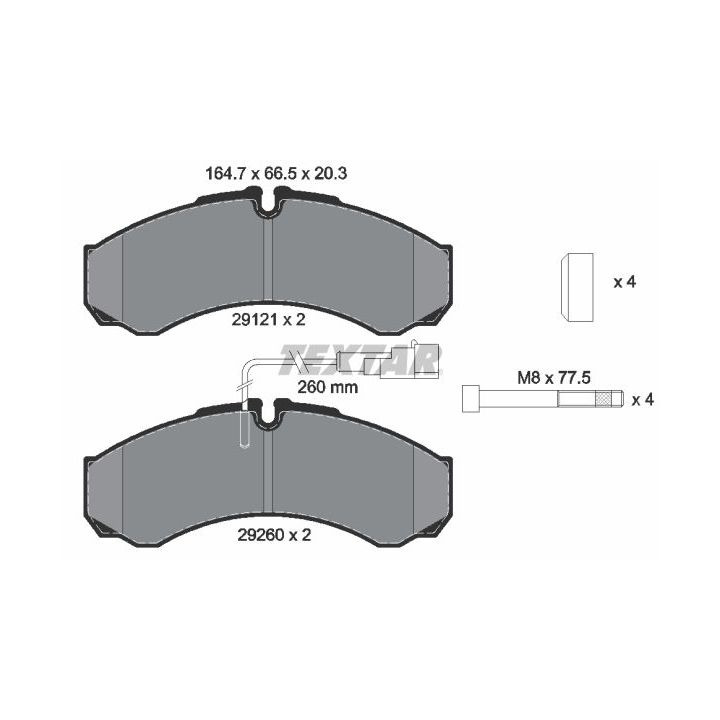Stabdžių trinkelių rinkinys, diskinis stabdys TEXTAR 2912113