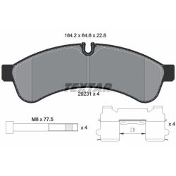 Stabdžių trinkelių rinkinys, diskinis stabdys TEXTAR 2923101