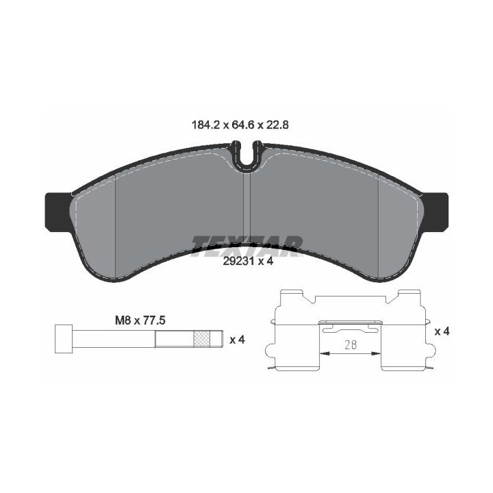 Stabdžių trinkelių rinkinys, diskinis stabdys TEXTAR 2923101