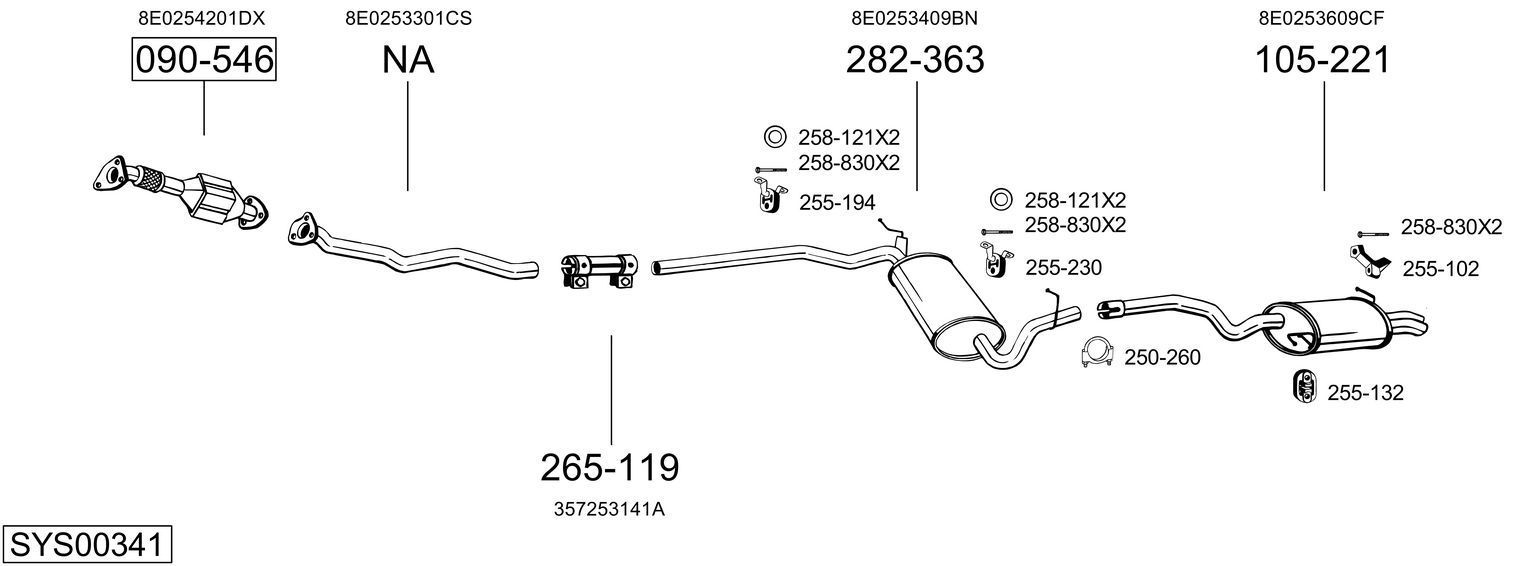 Išmetimo sistema BOSAL SYS00341