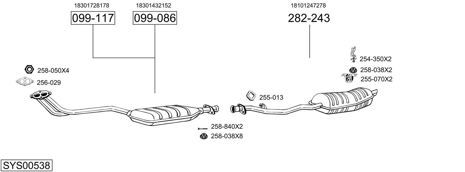 Išmetimo sistema BOSAL SYS00538