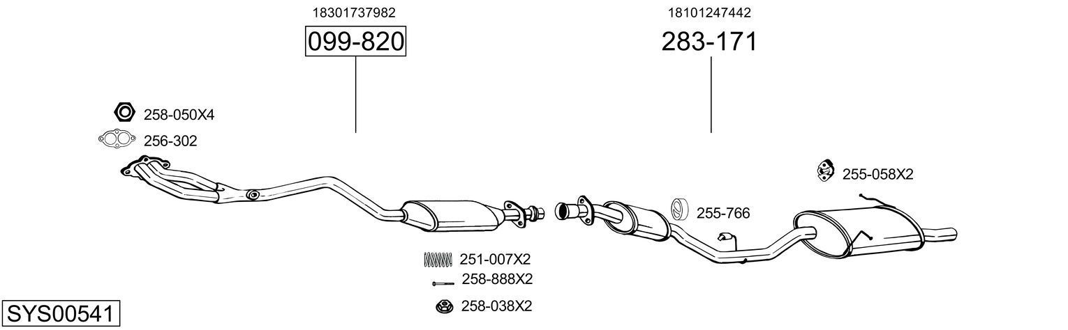 Išmetimo sistema BOSAL SYS00541