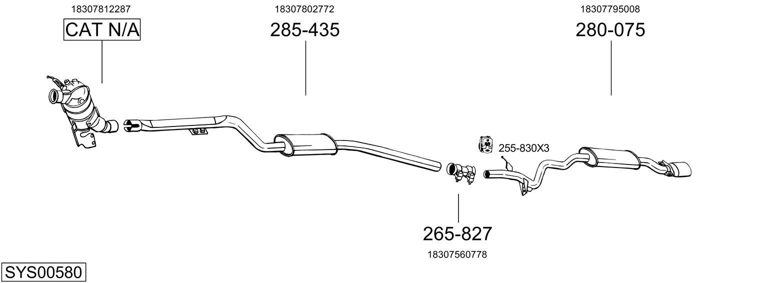 Išmetimo sistema BOSAL SYS00580