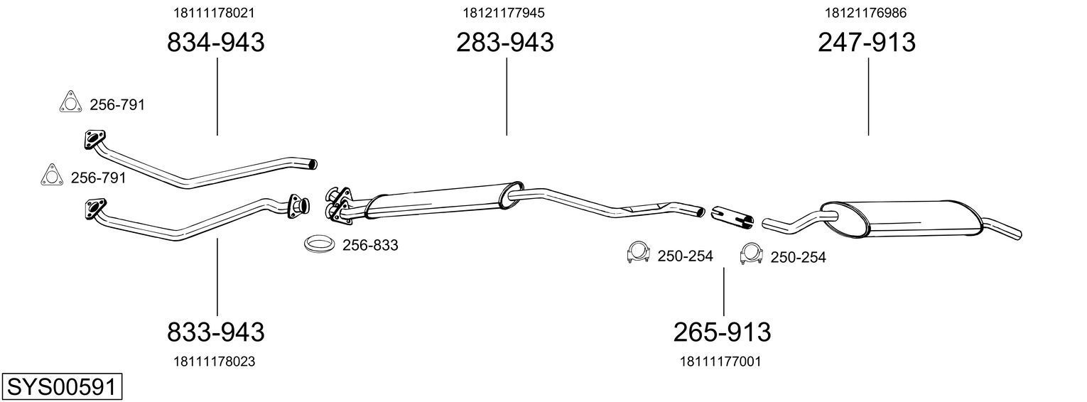 Išmetimo sistema BOSAL SYS00591
