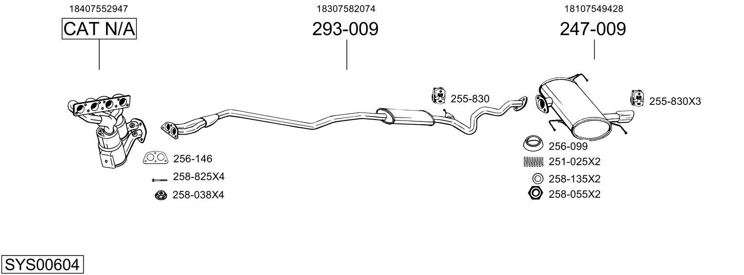 Išmetimo sistema BOSAL SYS00604