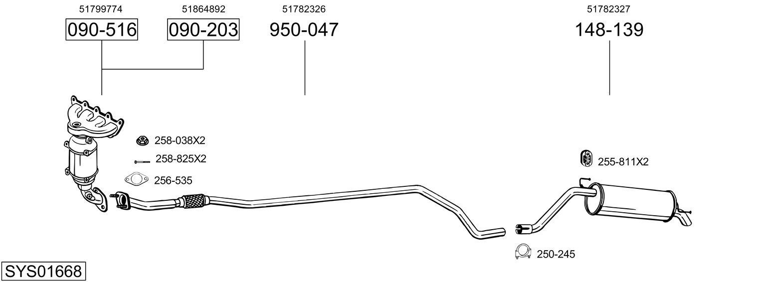 Išmetimo sistema BOSAL SYS01668
