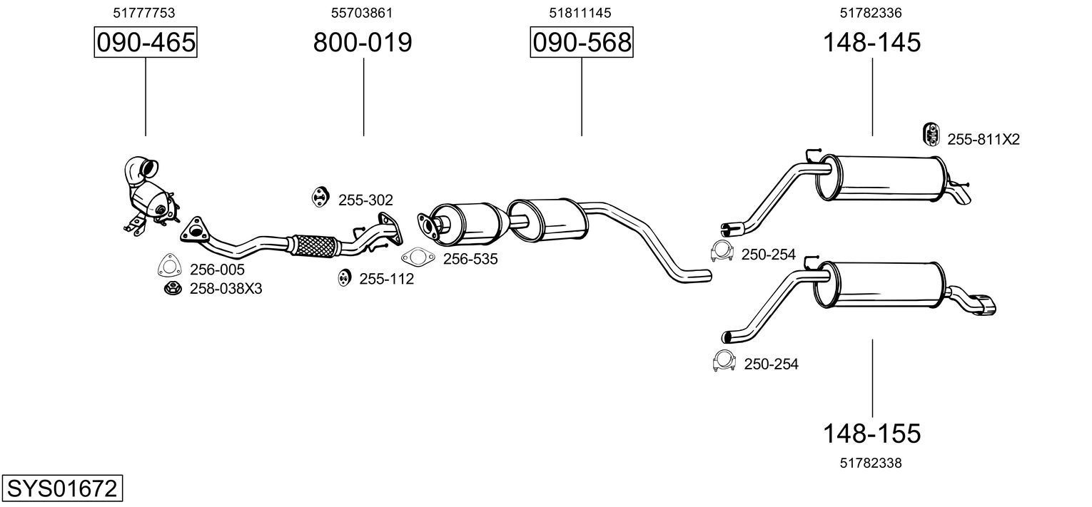 Išmetimo sistema BOSAL SYS01672