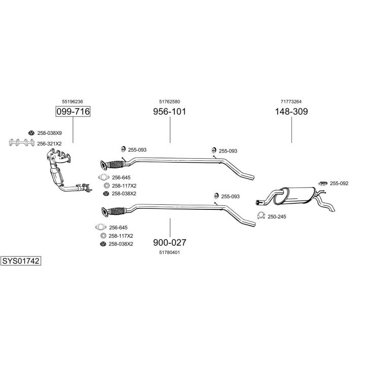 Išmetimo sistema BOSAL SYS01742