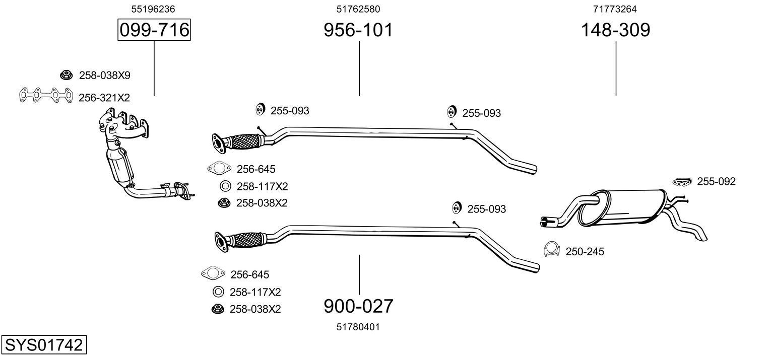 Išmetimo sistema BOSAL SYS01742