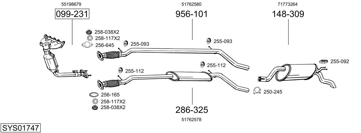 Išmetimo sistema BOSAL SYS01747