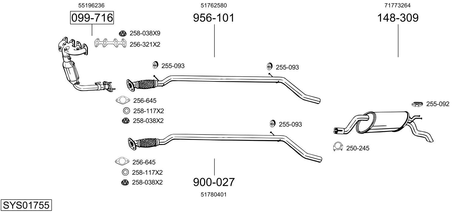Išmetimo sistema BOSAL SYS01755