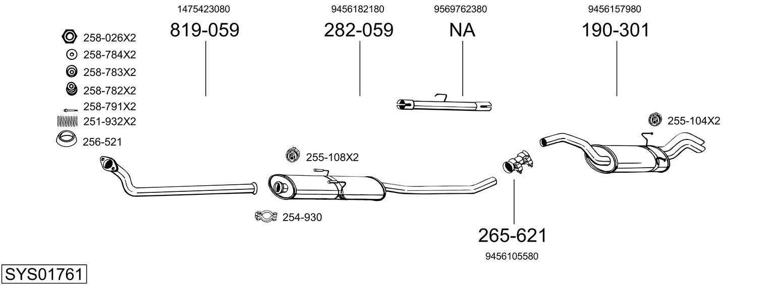 Išmetimo sistema BOSAL SYS01761