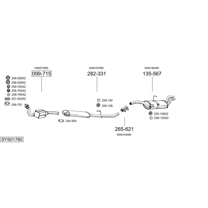Išmetimo sistema BOSAL SYS01780
