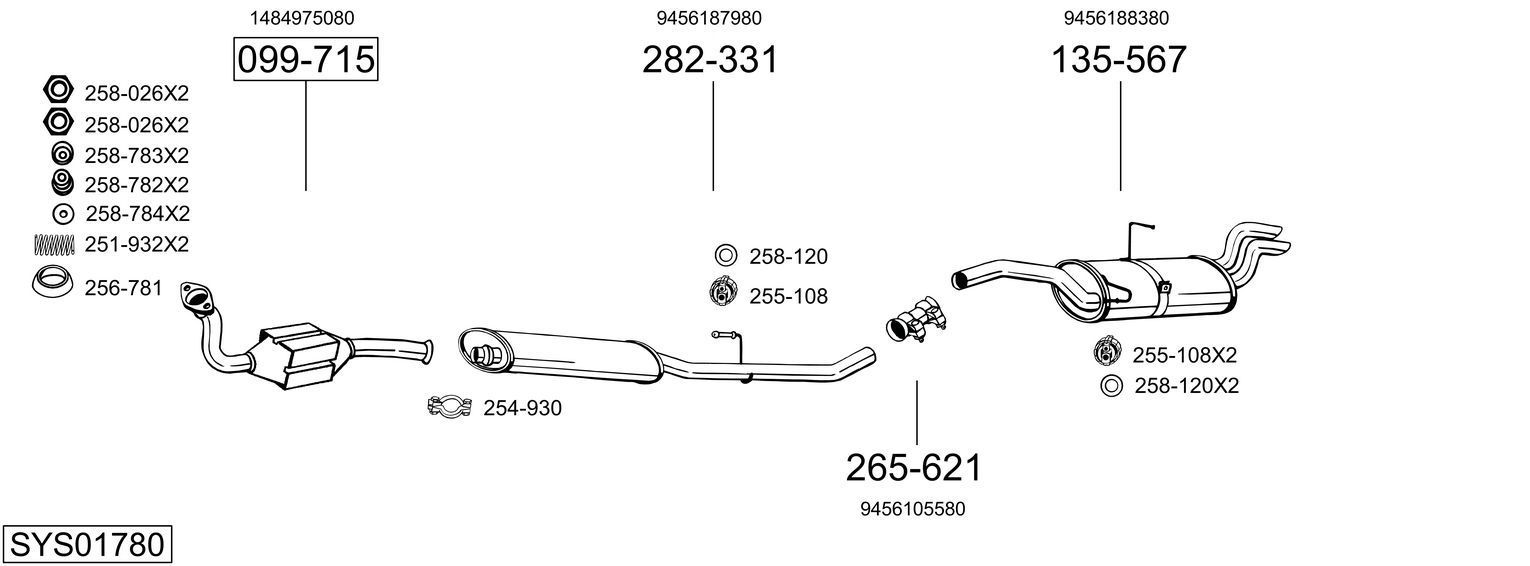 Išmetimo sistema BOSAL SYS01780