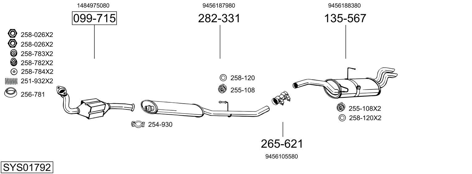 Išmetimo sistema BOSAL SYS01792