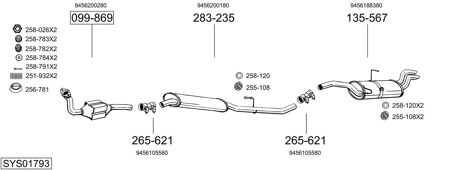 Išmetimo sistema BOSAL SYS01793