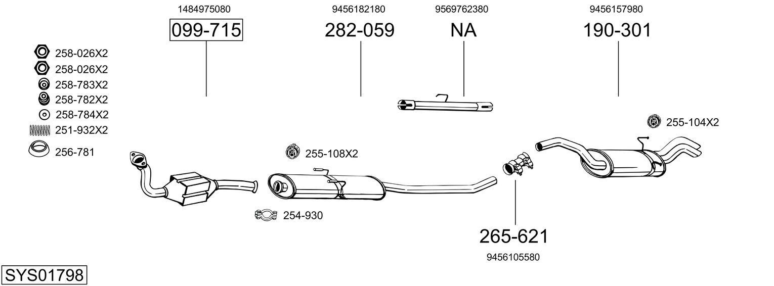 Išmetimo sistema BOSAL SYS01798