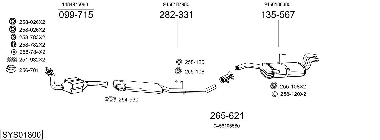 Išmetimo sistema BOSAL SYS01800