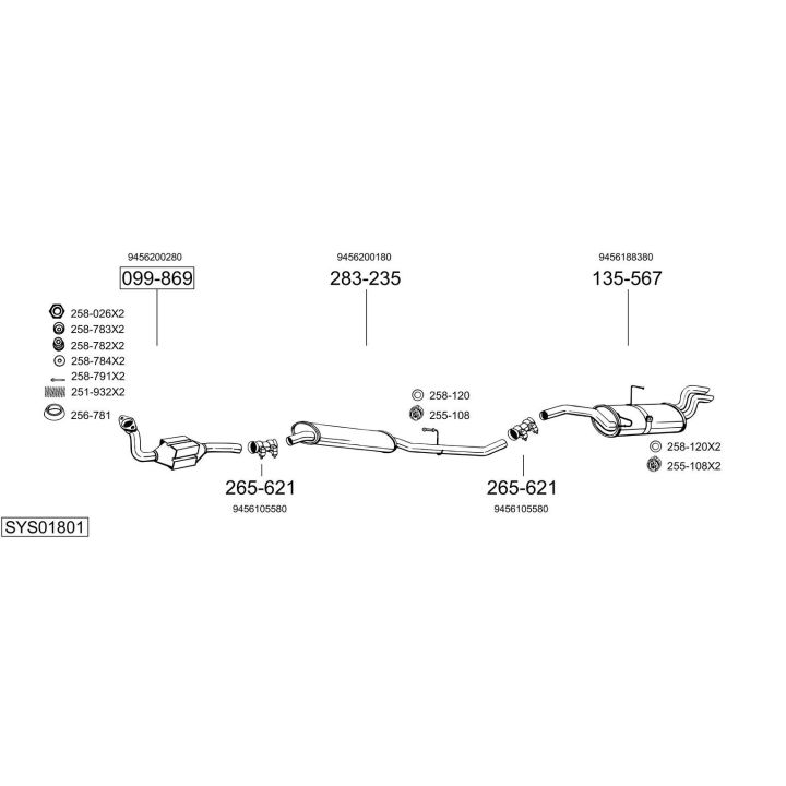 Išmetimo sistema BOSAL SYS01801
