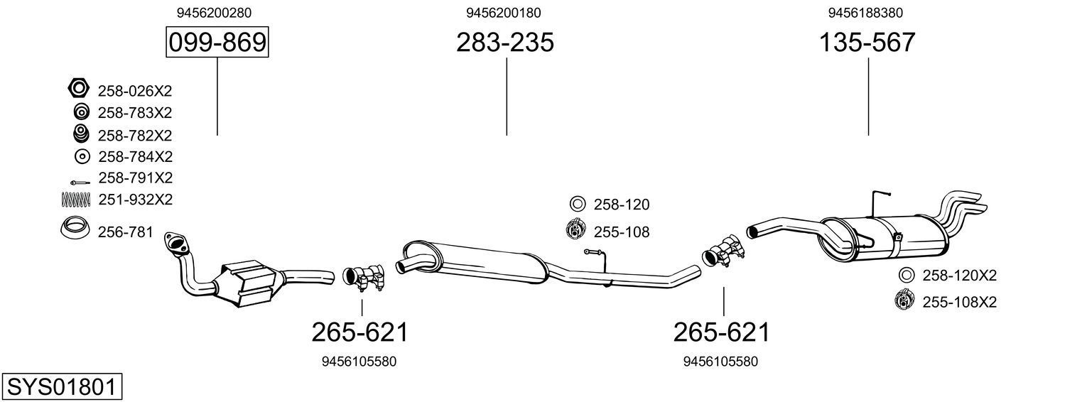 Išmetimo sistema BOSAL SYS01801
