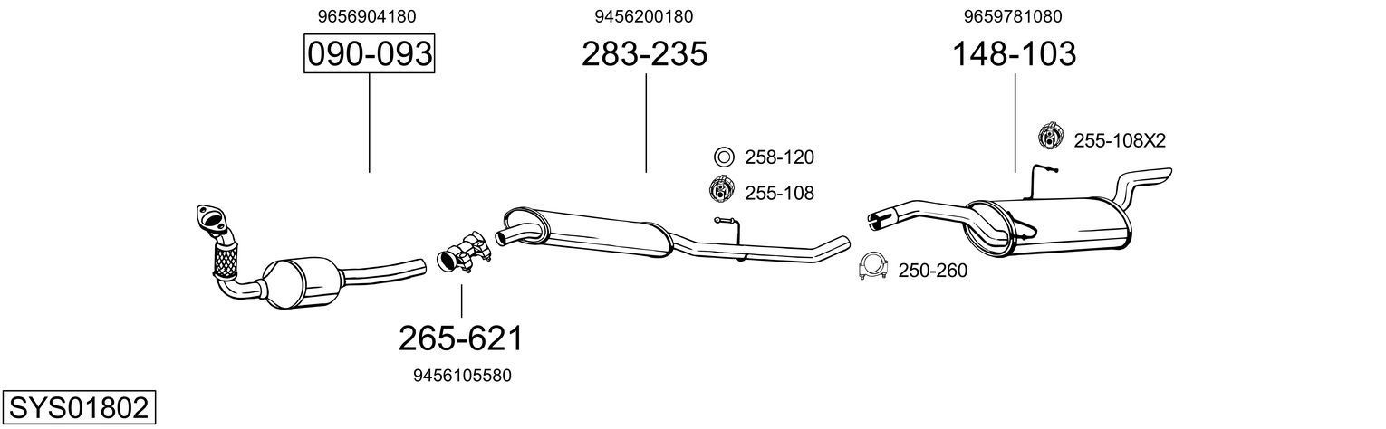 Išmetimo sistema BOSAL SYS01802