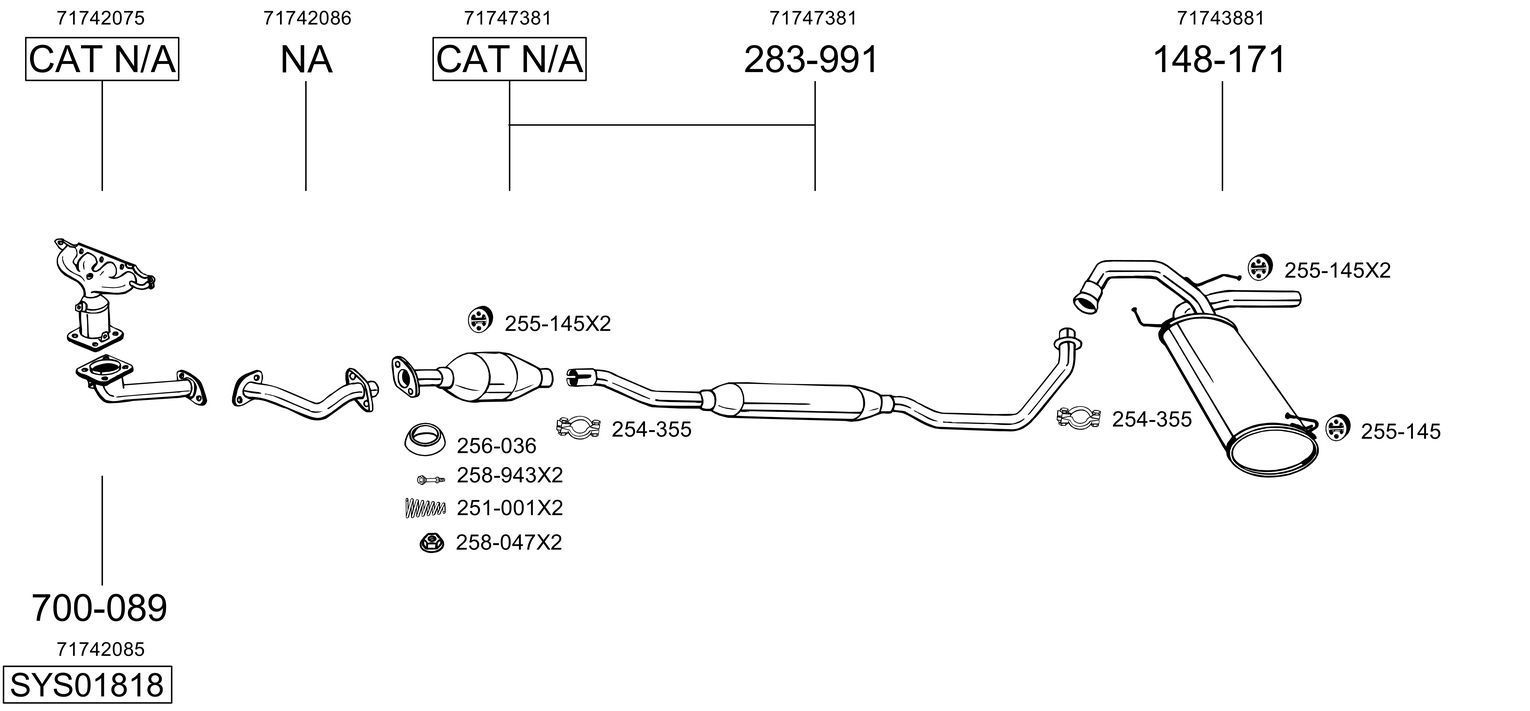 Išmetimo sistema BOSAL SYS01818