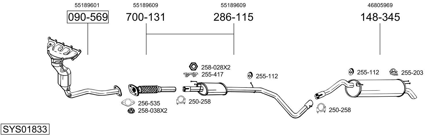Išmetimo sistema BOSAL SYS01833