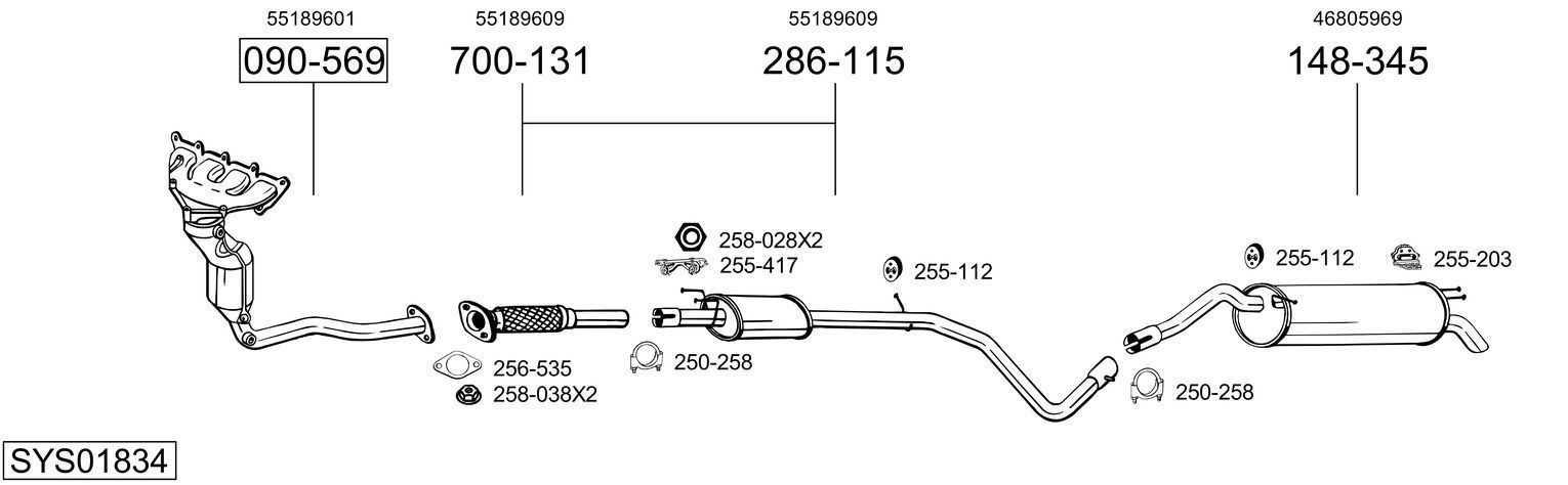 Išmetimo sistema BOSAL SYS01834