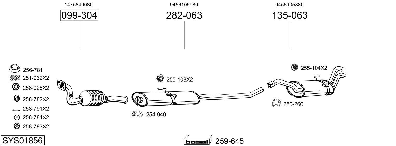 Išmetimo sistema BOSAL SYS01856