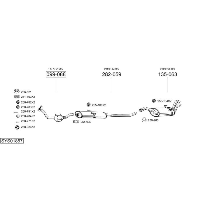 Išmetimo sistema BOSAL SYS01857
