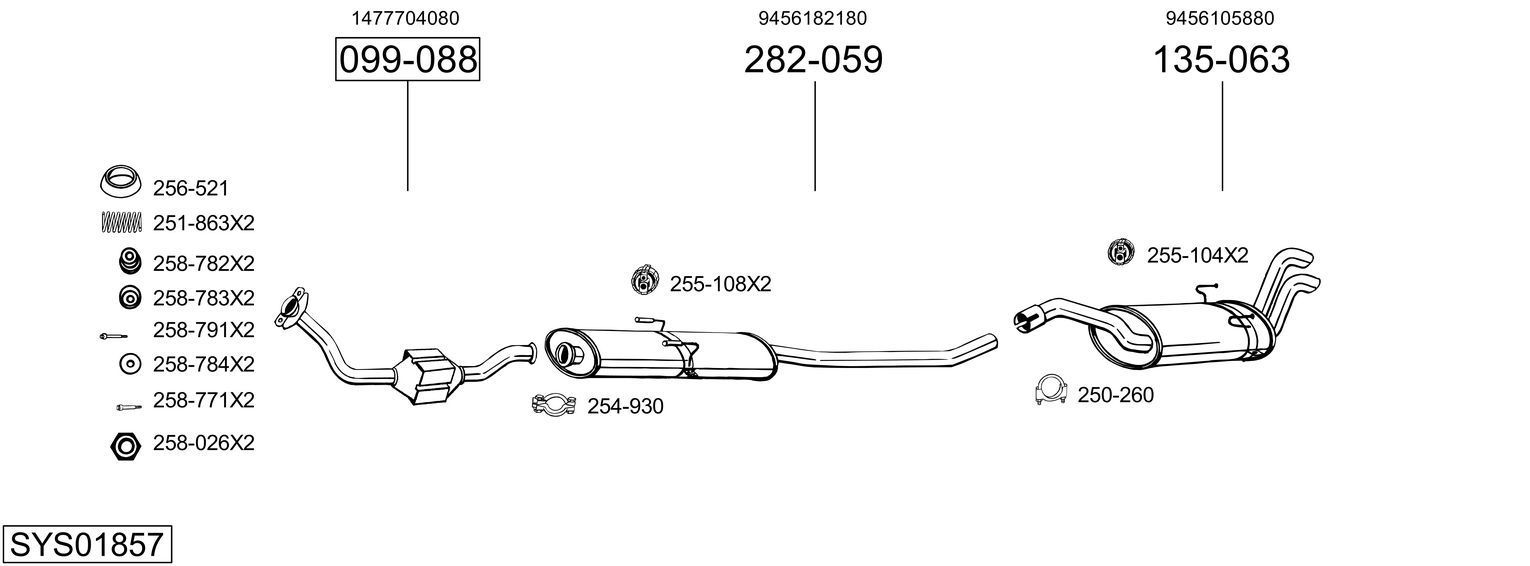 Išmetimo sistema BOSAL SYS01857