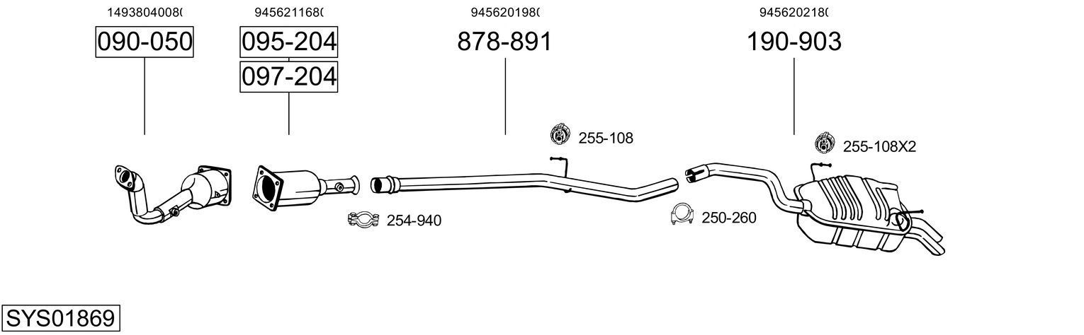 Išmetimo sistema BOSAL SYS01869
