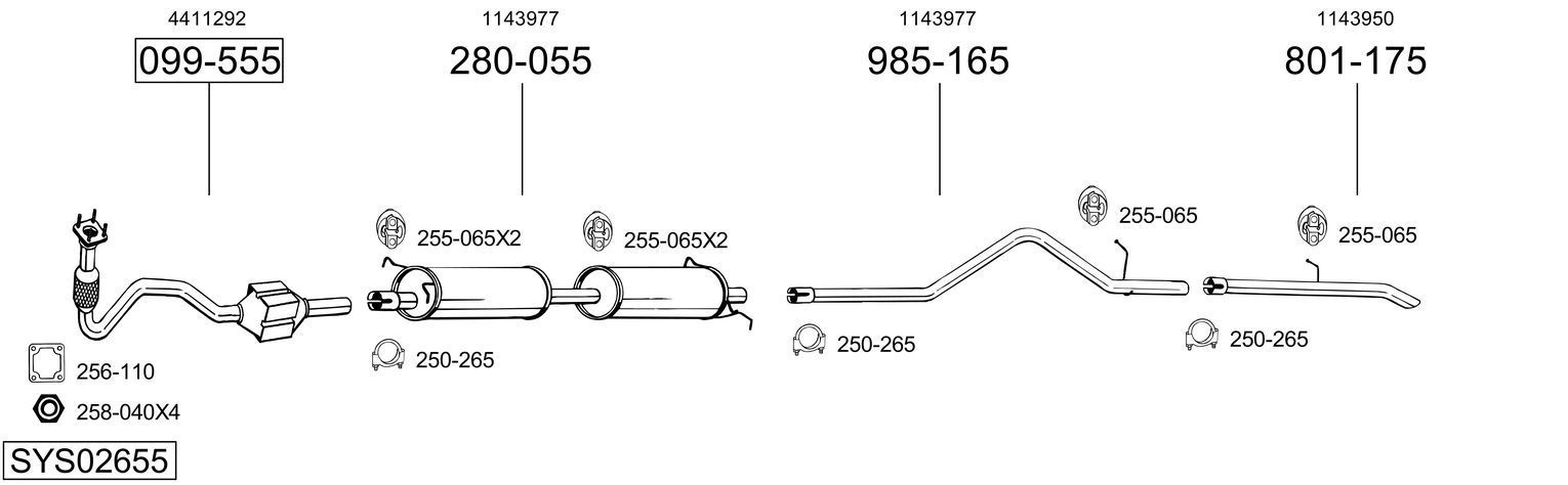 Išmetimo sistema BOSAL SYS02655