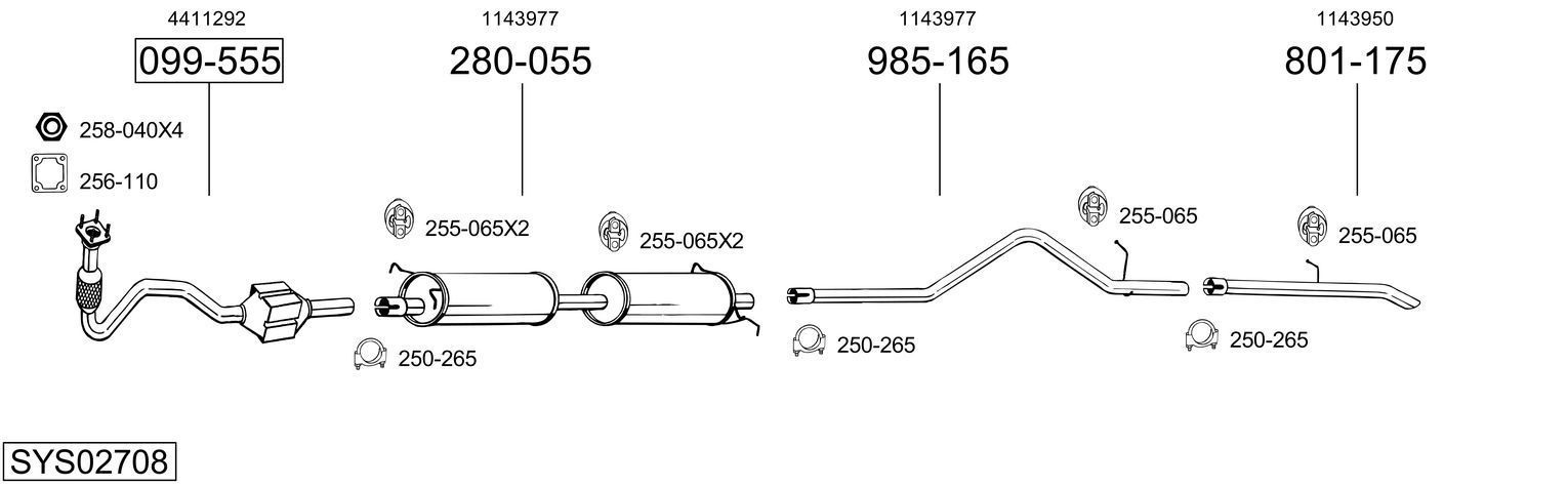 Išmetimo sistema BOSAL SYS02708