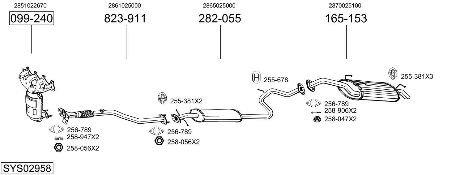 Išmetimo sistema BOSAL SYS02958