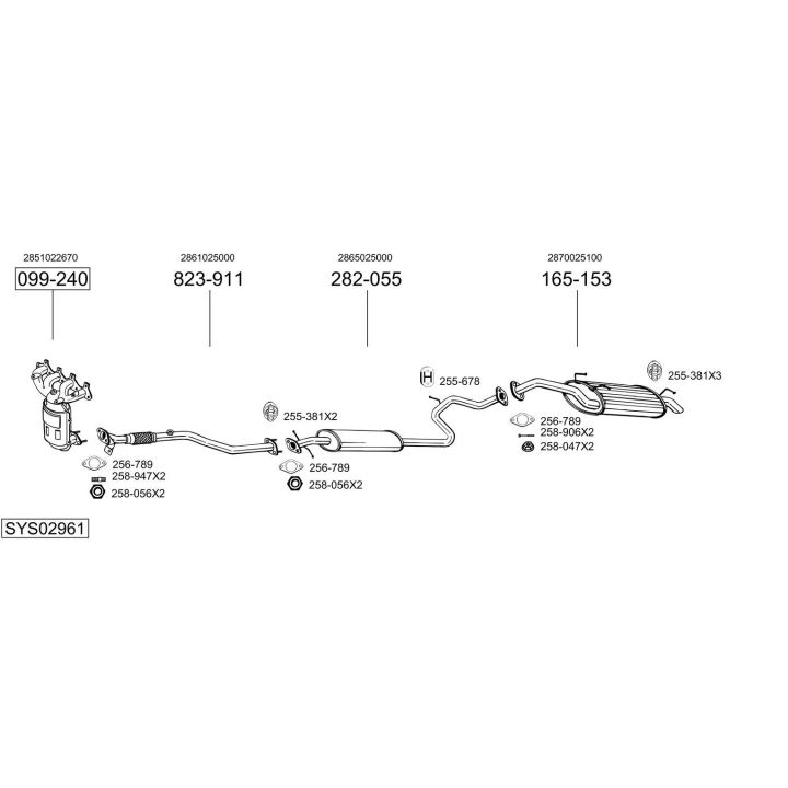 Išmetimo sistema BOSAL SYS02961