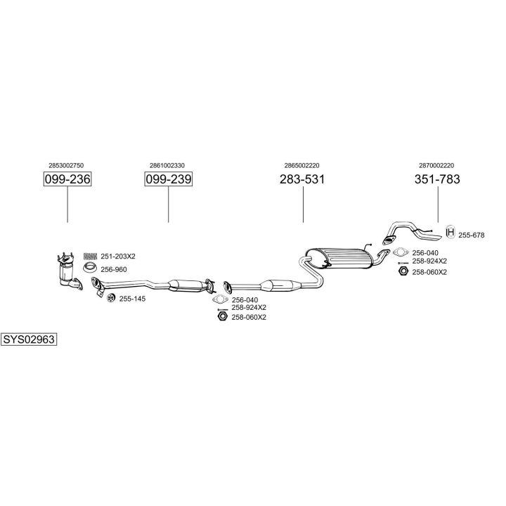 Išmetimo sistema BOSAL SYS02963