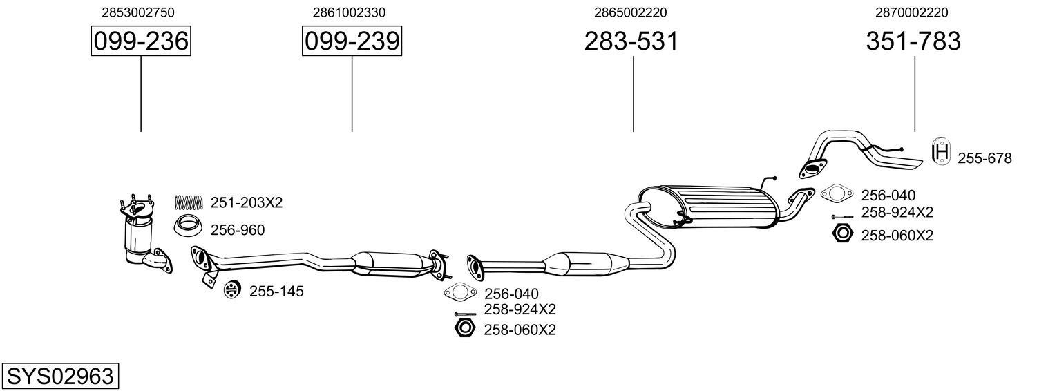 Išmetimo sistema BOSAL SYS02963