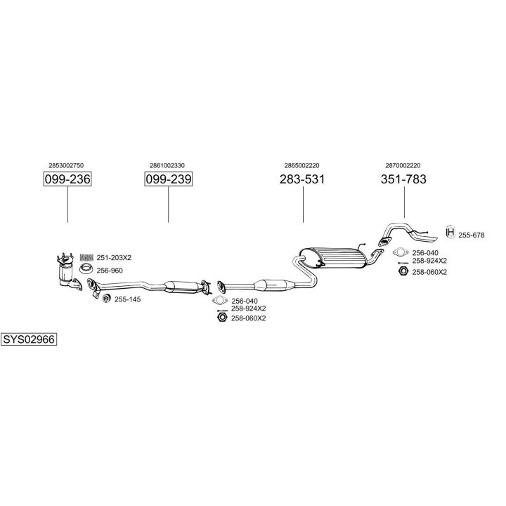 Išmetimo sistema BOSAL SYS02966