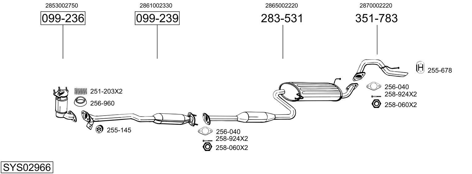 Išmetimo sistema BOSAL SYS02966