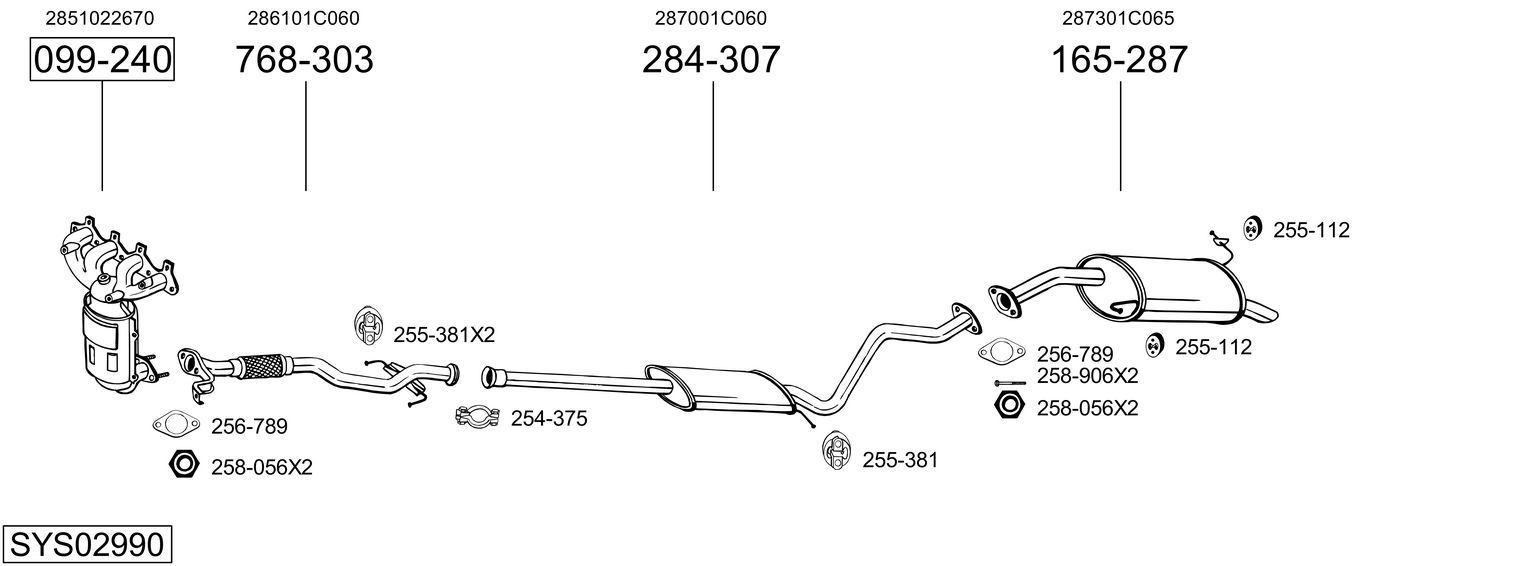 Išmetimo sistema BOSAL SYS02990