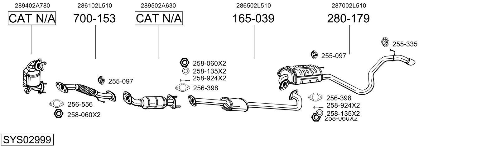 Išmetimo sistema BOSAL SYS02999