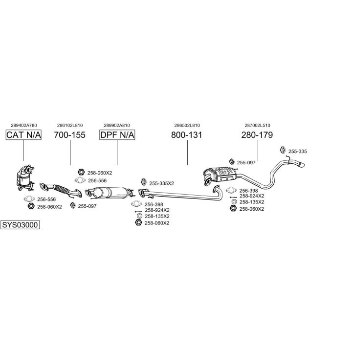 Išmetimo sistema BOSAL SYS03000