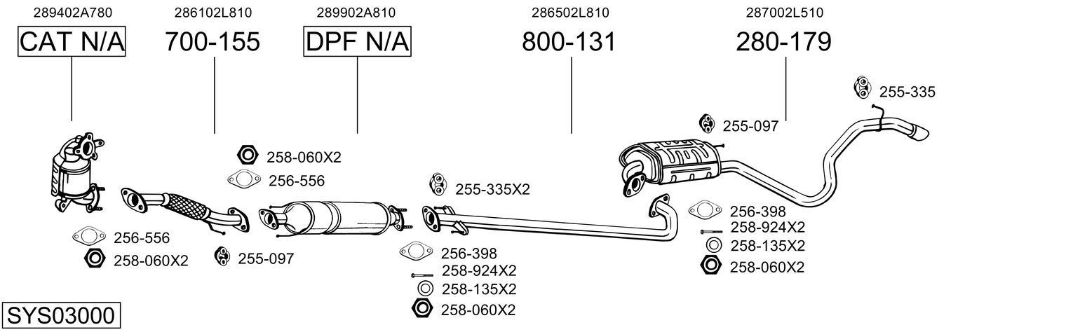 Išmetimo sistema BOSAL SYS03000