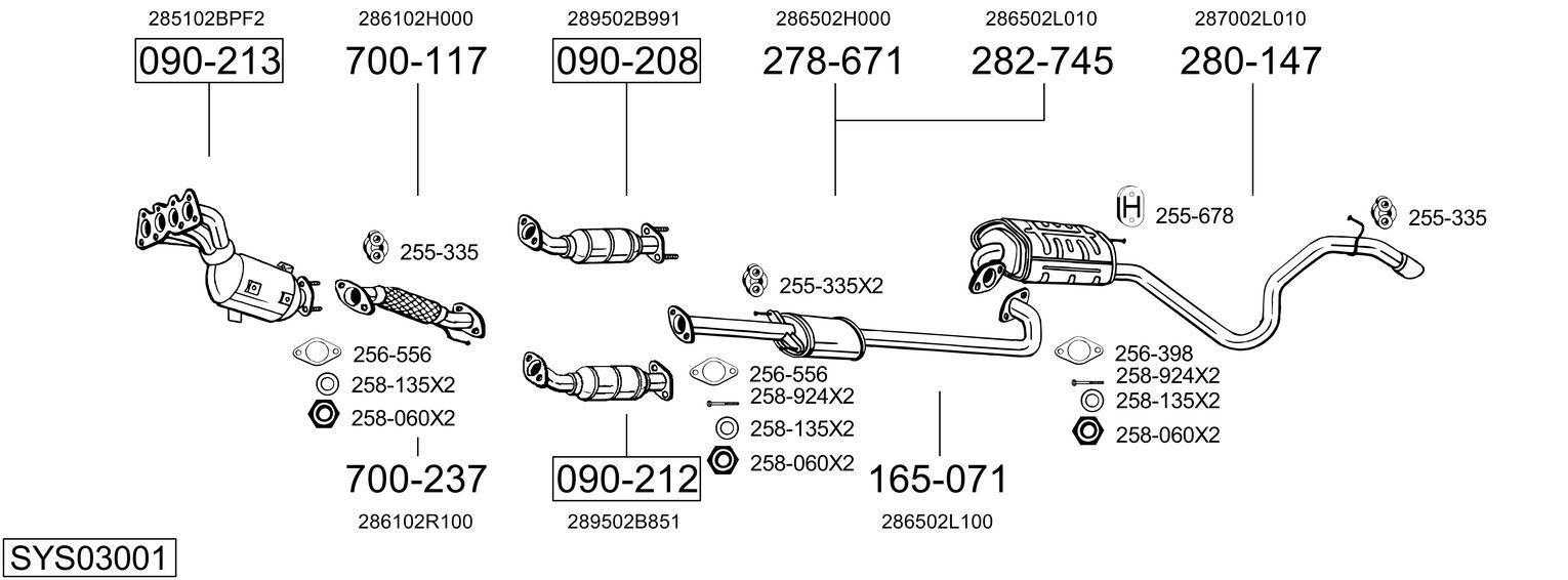Išmetimo sistema BOSAL SYS03001