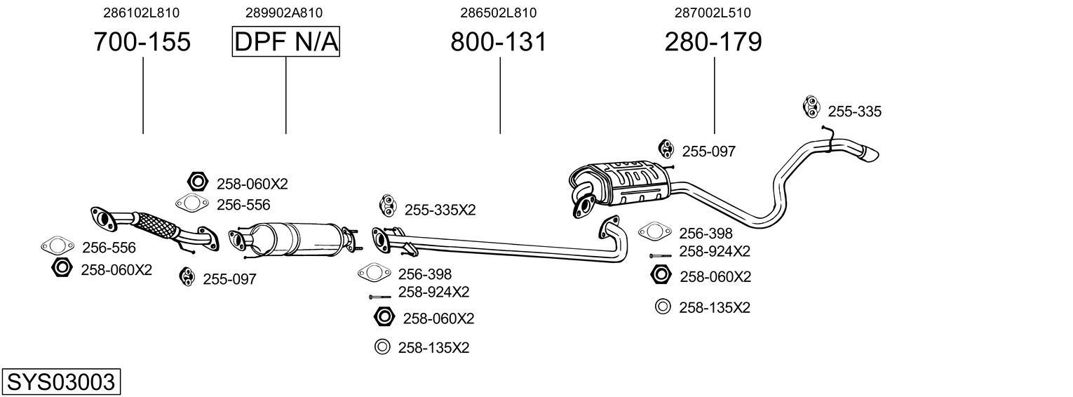 Išmetimo sistema BOSAL SYS03003