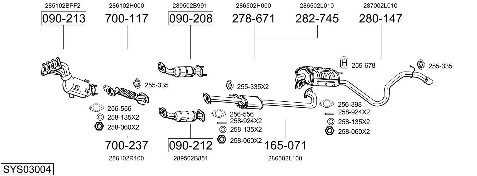 Išmetimo sistema BOSAL SYS03004