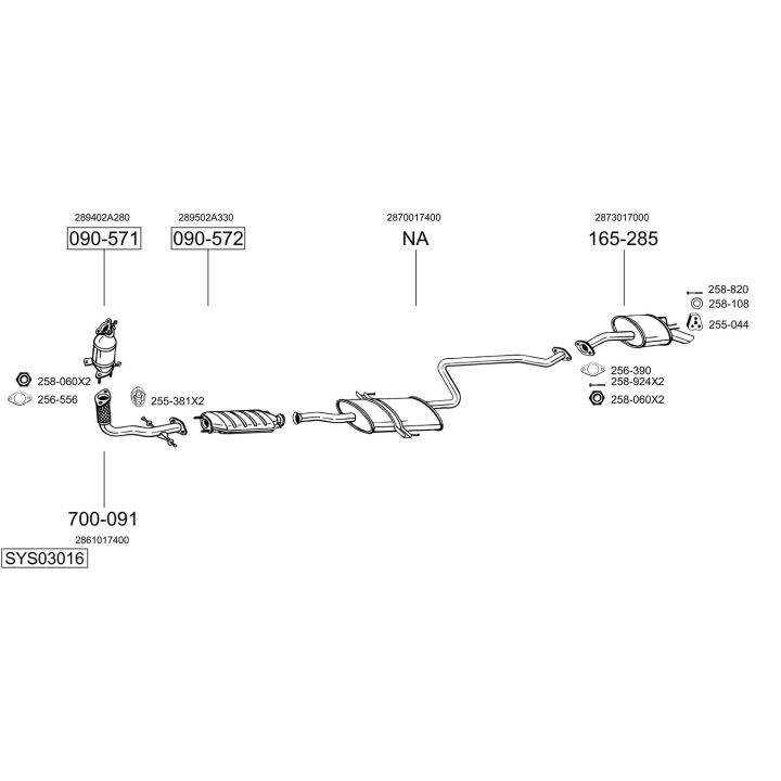 Išmetimo sistema BOSAL SYS03016